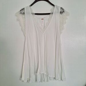 Free People White Dressy Lace Sleeveless Lacy Top Small S